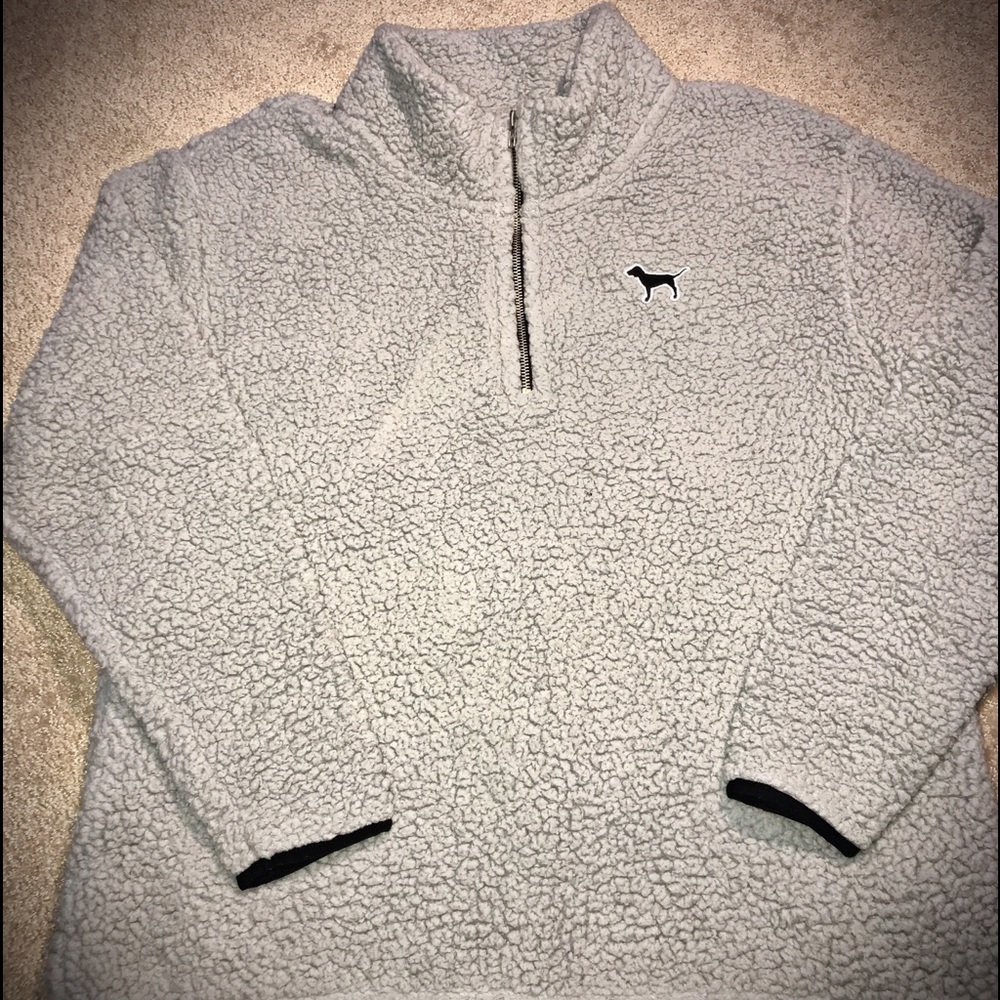 VS Pink Limited Edition Sherpa Quarter Zip Sz L - Picture 2 of 4